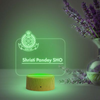 Personalized SHO Delhi Police night lamp with Multicolored Light Customized with Name Gift for Police Officer , Home & Office Decor